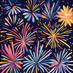 Retro Illustration of Animated Fireworks