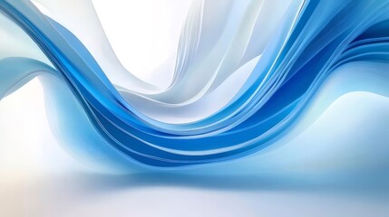 Abstract blue and white wave flowing design.