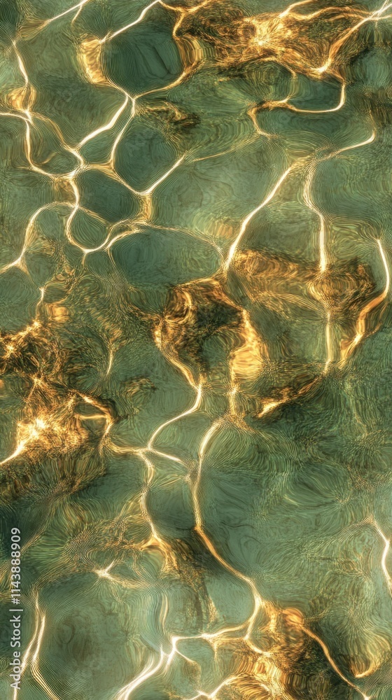 Poster intricate patterns on abstract water surface reflecting light in vibrant hues