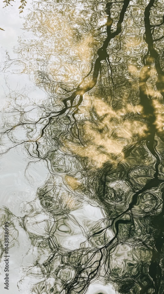 Aufkleber intricate ripples and reflections on a tranquil water surface showcasing natural patterns and serene