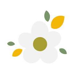 White flower with leaves