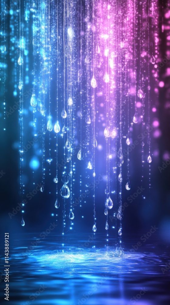 Aufkleber water droplets cascading in vibrant hues creating an abstract wallpaper effect