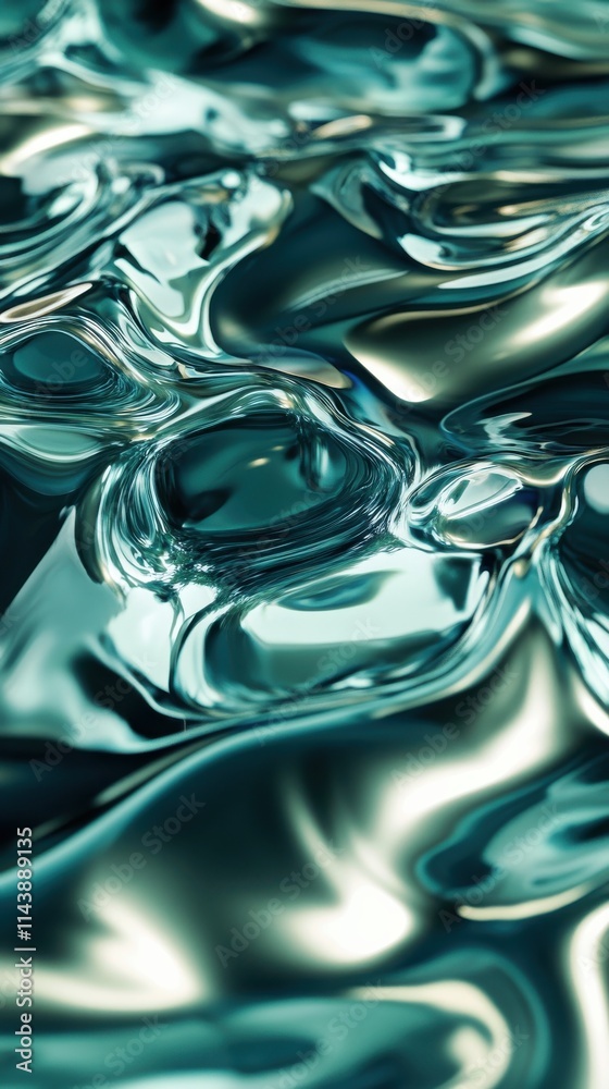Aufkleber Swirling patterns of water currents create a dynamic abstract wallpaper with fluid motion and shimmering textures