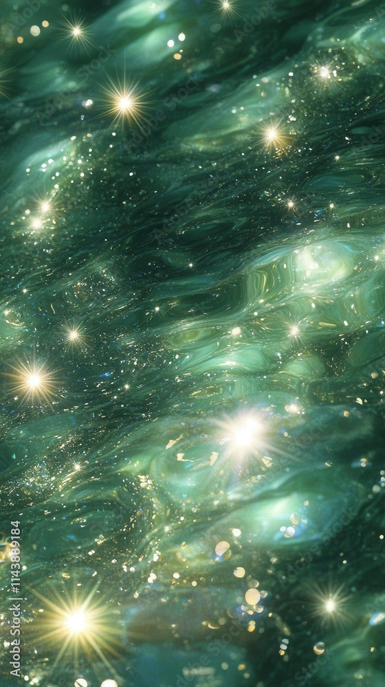 Aufkleber sparkling light reflections dancing on tranquil water surface create an enchanting abstract wallpape