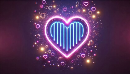 Heart-Shaped Pink Neon Light on Dark Brick Wall