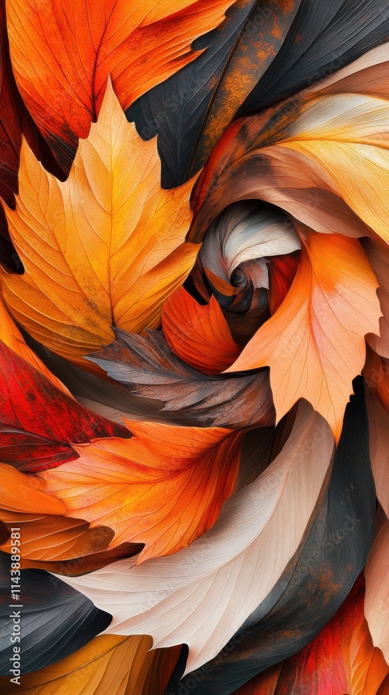 Aufkleber Swirling autumn leaves create a vibrant tapestry of color in an enchanting natural display