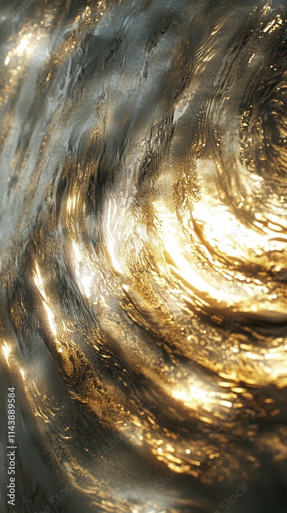 Aufkleber Sunlight glimmers on undulating waves creating a mesmerizing dance of light and water at the ocean's edge during late afternoon