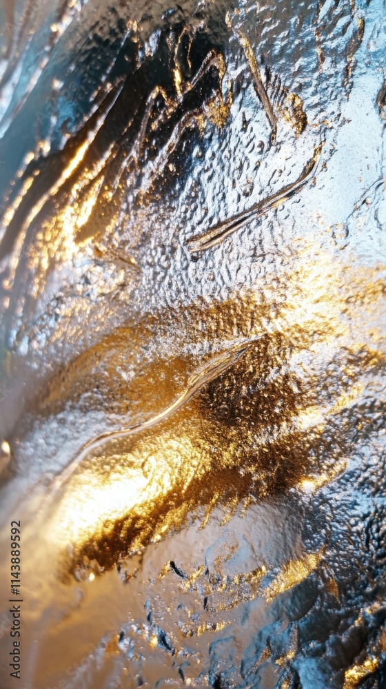 Poster sunlight reflecting on ocean waves creates a mesmerizing abstract pattern at dawn on a calm shorelin