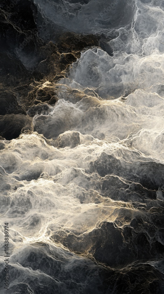 Poster Sunlight dances on rippling waves, creating a mesmerizing blend of light and shadow across the water's surface