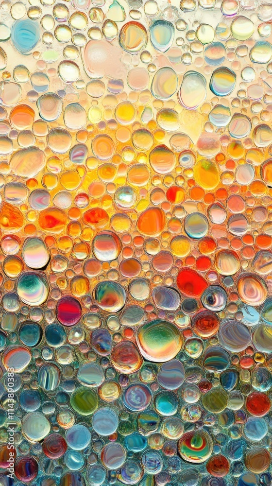 Leinwandbilder colorful abstract pattern of small water droplets capturing light and reflections in a vibrant displ