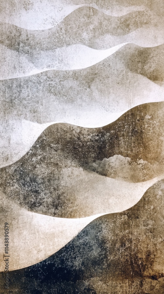 Poster abstract representation of wind patterns shaping sand dunes in a desert landscape during golden hour