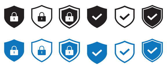 Security shield symbols. padlock Vector illustration.