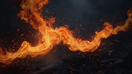 Fototapeta premium Blazing Forest Fire, Smoky Woods, Glowing Embers, and Destruction V1
