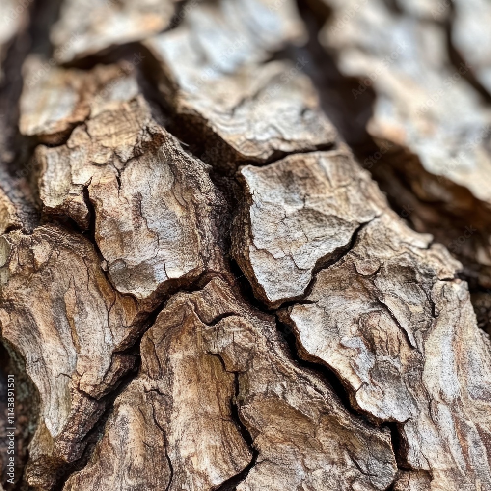 Aufkleber Close up view of rough tree bark showcasing intricate textures and natural patterns found in forest environments