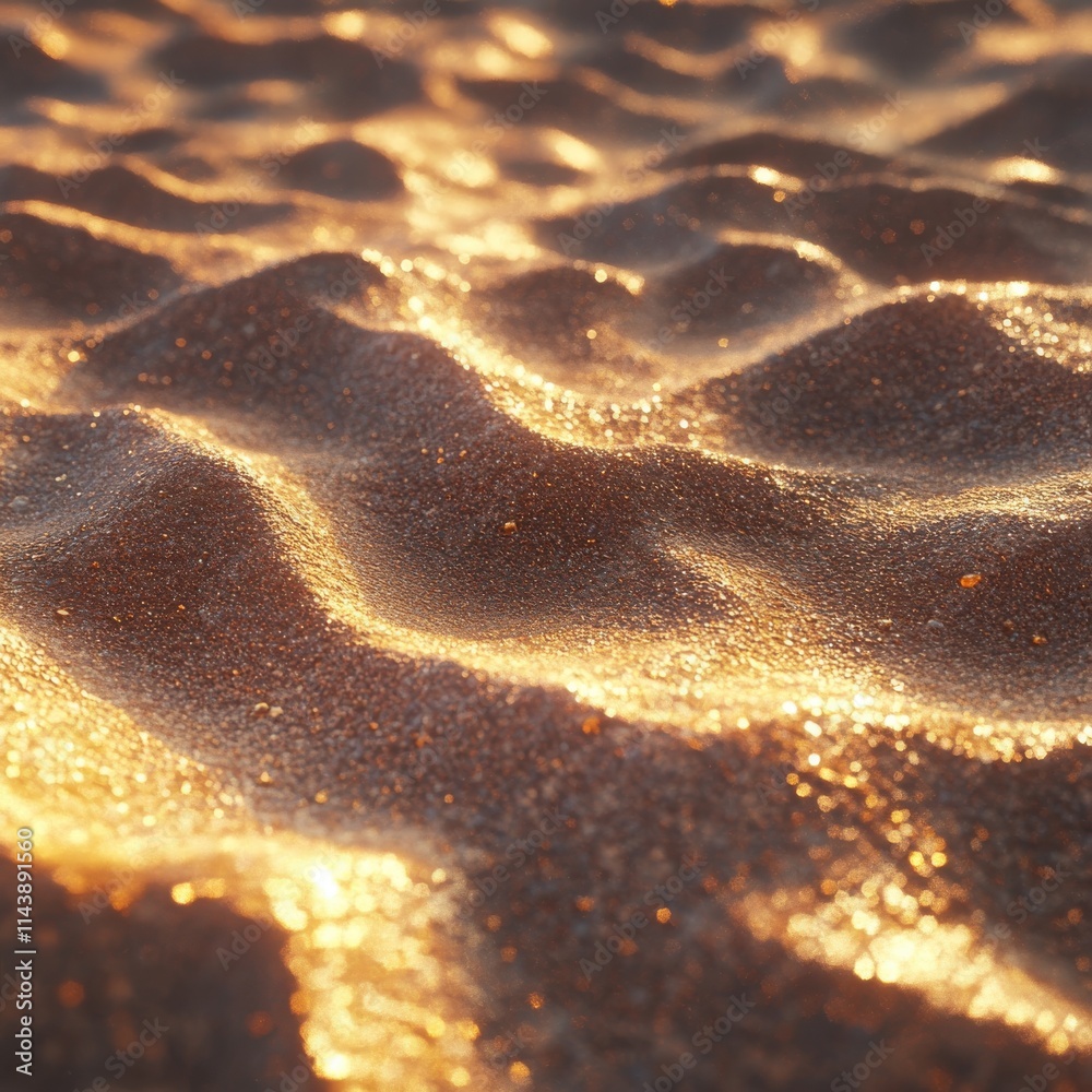 Poster close-up of intricate desert sand patterns illuminated by warm light at sunset