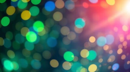 Fototapeta premium Bokeh light blurs background with white copy space, ideal for fresh and vibrant design projects. Defocused Lights Background with Lens Flare