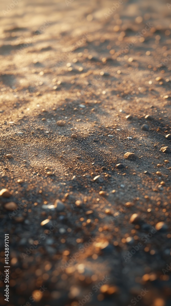 Poster detailed close-up of desert sand showcasing intricate textures and patterns at sunset