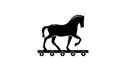 trojan horse emblem,  black isolated silhouette