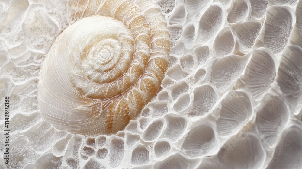 Aufkleber textured close-up of a seashell revealing intricate details and patterns from a coastal environment