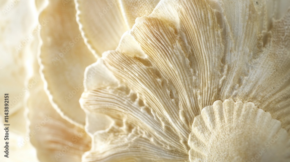 Poster Close-up view of a textured seashell showcasing intricate patterns and natural beauty found on coastal shores