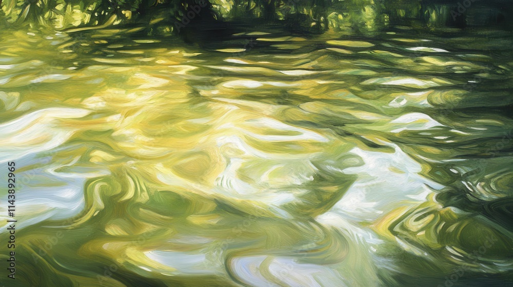 Poster Sunlight dances on water, creating a mesmerizing play of colors and reflections in a tranquil setting