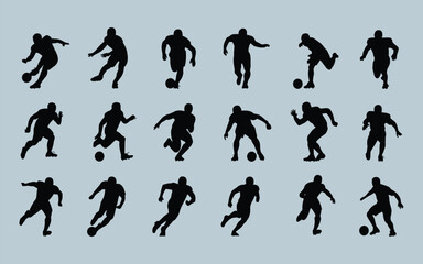 Diverse Soccer Player Silhouettes in Action