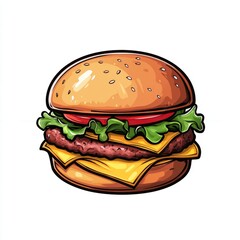 Juicy hamburger isolated on white background