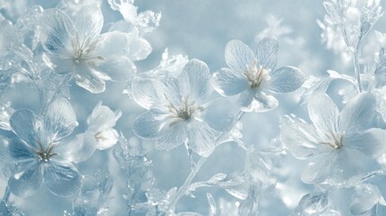 Delicate ice flowers adorn glass during winter mornings in a serene landscape