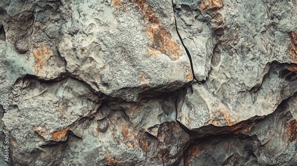 Poster close-up view of rocky mountain surface showcasing intricate textures and colors in natural environm