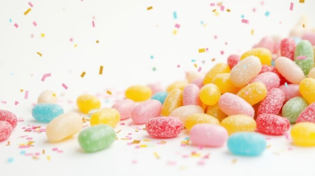 Falling Jelly Beans, Gummy Bears, and Confetti