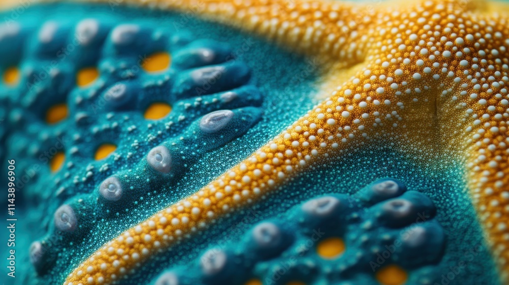 Aufkleber macro shot of a starfish revealing vibrant colors and intricate textures in a coastal environment