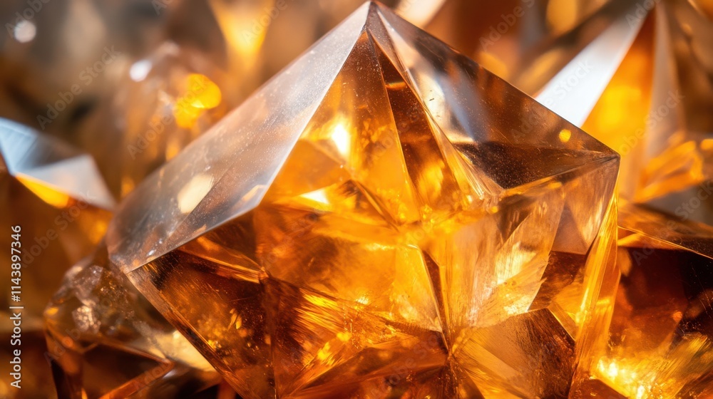 Aufkleber stunning macro shot showcasing intricate crystal structure with vibrant orange hues and sharp facets