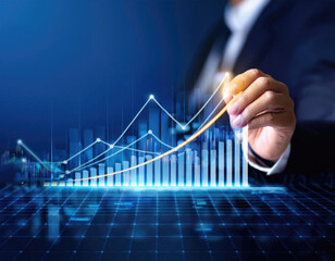 economy illustrates growth graph and analyzes financial data for strategic business planning and invest