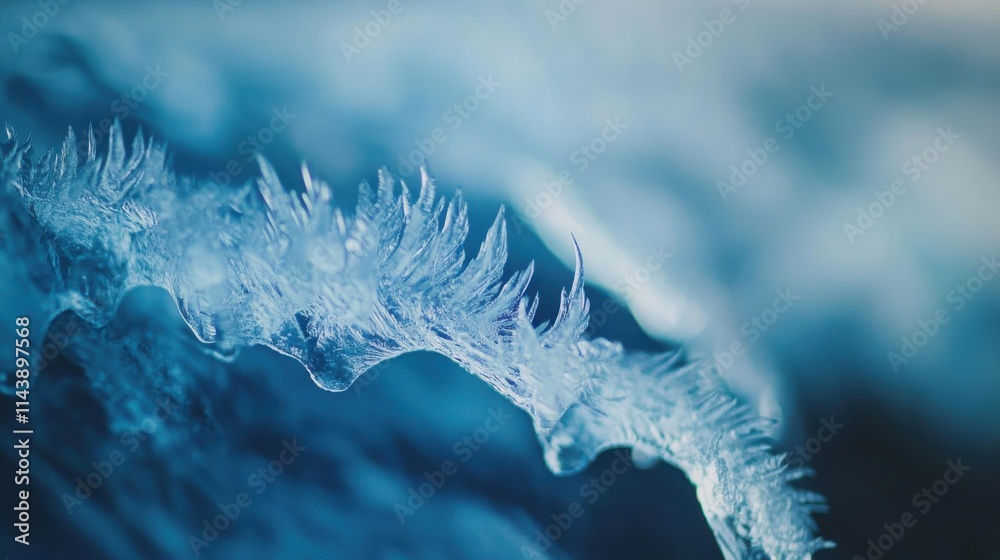Poster intricate patterns of ice forming on a tranquil lake as winter takes hold in a serene landscape