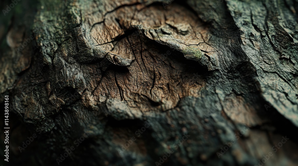 Poster Close-up view of intricate grooves on aged tree bark highlighting nature's textures and patterns