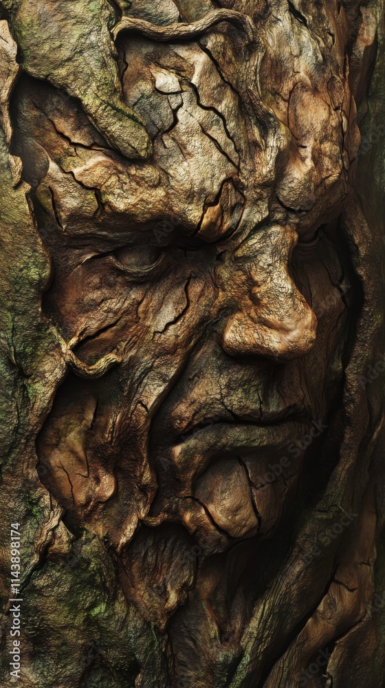Poster intricate details of aged tree bark showcasing deep grooves and texture in natural environment
