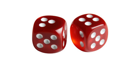 A Pair of Red Dice with White Dots on a White Background Perfect for Gambling, Gaming, and Board Game Themes.