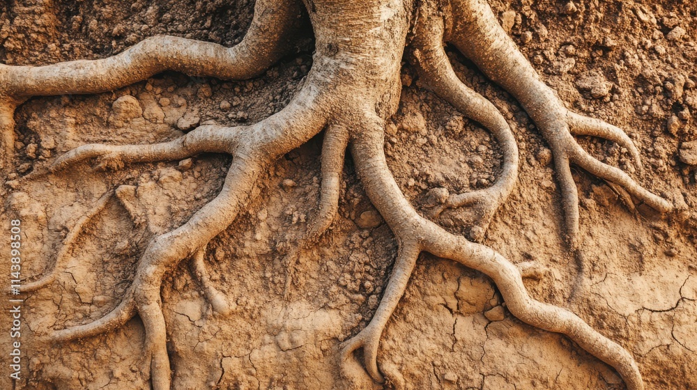 Aufkleber intricate intertwining tree roots create a rough landscape in earthy soil