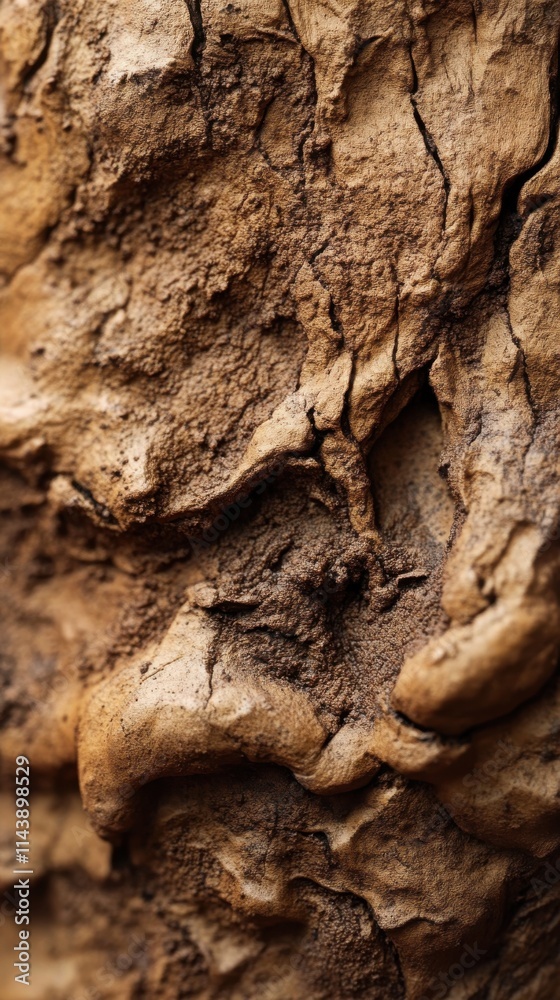 Poster intertwining tree roots reveal textured details in a natural setting during bright daylight