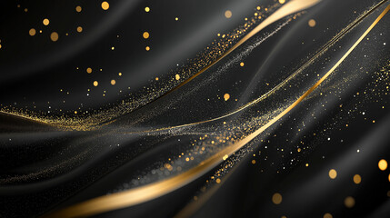 Luxuriöser goldener Hintergrund mit schwebenden, glitzernden Partikeln, elegante Atmosphäre, festliche Lichter für hochwertige Werbung