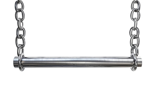 Clothes rack stainless hanging in bathroom isolated on transparent background.