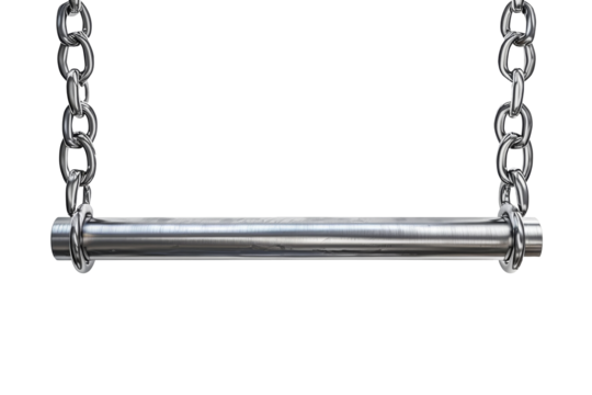 Clothes rack stainless hanging in bathroom isolated on transparent background.