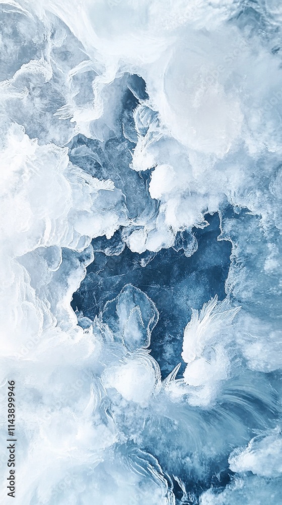 Leinwandbilder Unique abstract patterns of ice and frost create a stunning display of nature's artistry in a cold environment