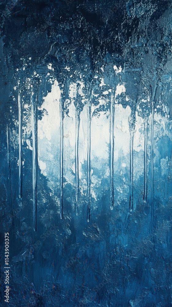 Poster soft rain falls on a glass surface creating gently flowing droplets in a serene, calming atmosphere