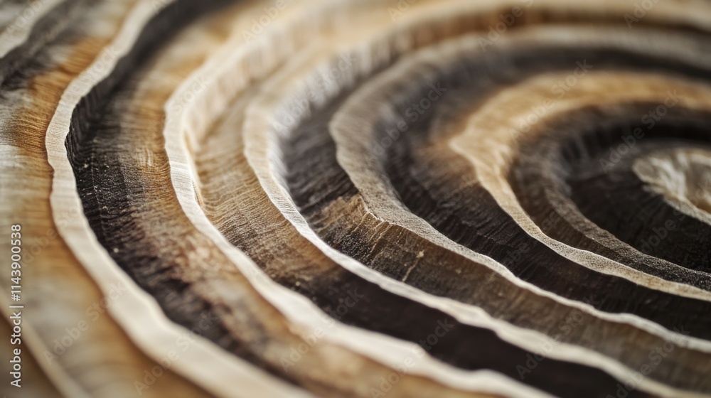 Poster close-up view of wood growth rings showcasing natural patterns and textures in a cross-sectional sli