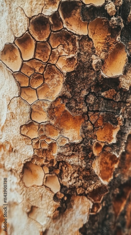 Poster intricate close-up of textured patterns on natural surface revealing earthy tones and unique formati