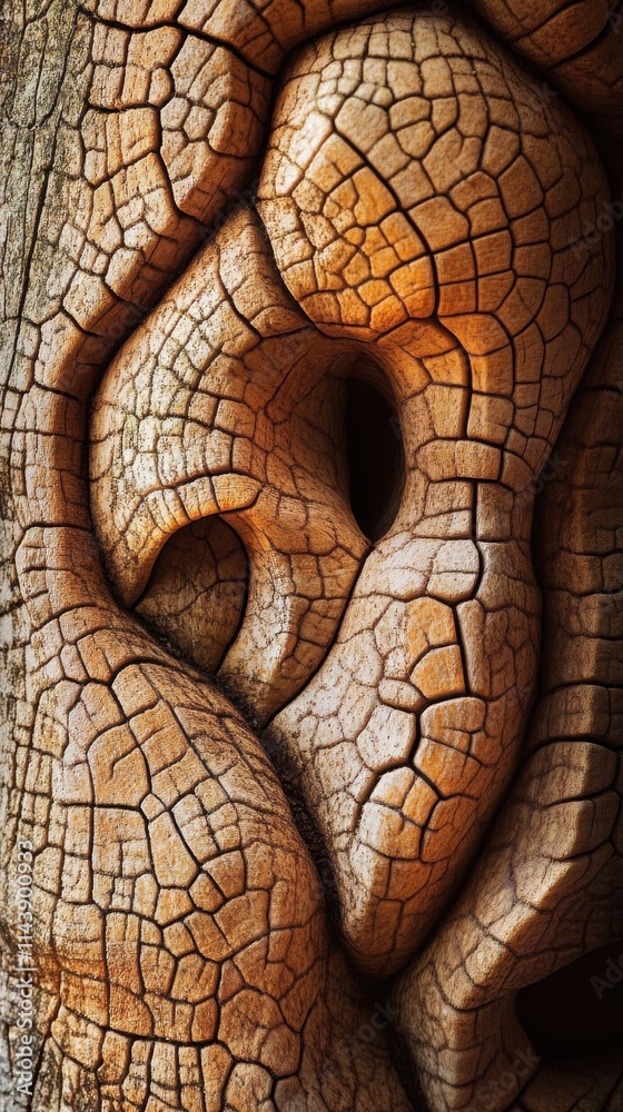Aufkleber intricate patterns of natural wood revealing hidden textures and forms in an extreme close-up view