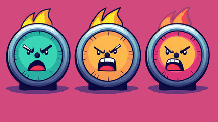 Naklejka premium A set of cartoon tachometers