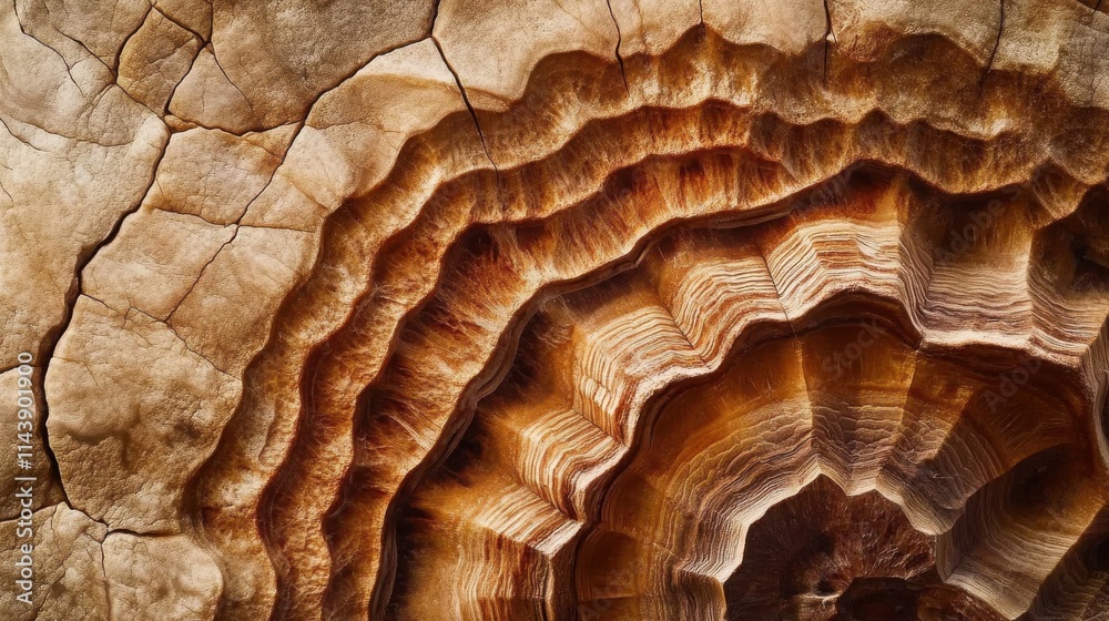 Aufkleber close-up view of intricate patterns on a rock surface revealing age and geological history