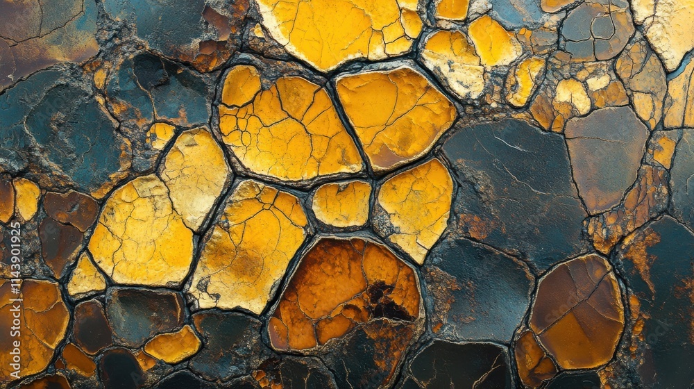 Poster close-up view of textured rock surface with unique patterns and colors from nature's artistry